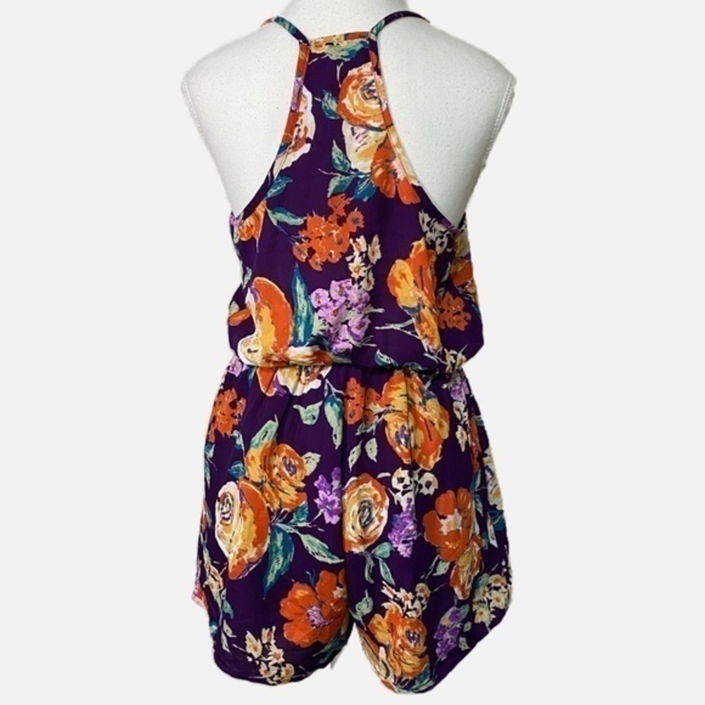 Everly Women Purple Floral Romper - Picture 2 of 13